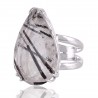 Tourmanilated Quartz Gemstone 925 Sterling Silver Ring
