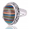 Rainbow Calsilica Gemstone 925 Sterling Silver Ring
