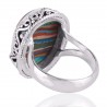 Rainbow Calsilica Gemstone 925 Sterling Silver Ring