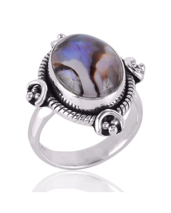 Abalone Shell Gemstone 925 Sterling Silver Ring
