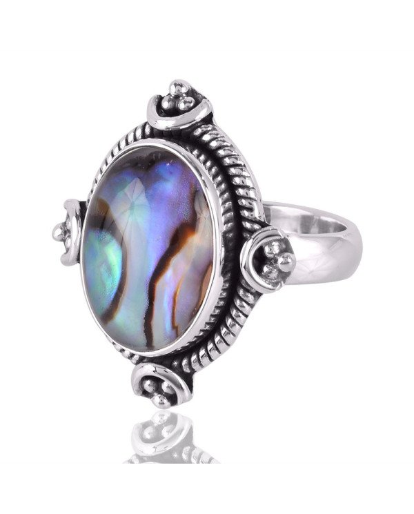 Abalone Shell Gemstone 925 Sterling Silver Ring