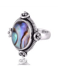 Abalone Shell Gemstone 925 Sterling Silver Ring