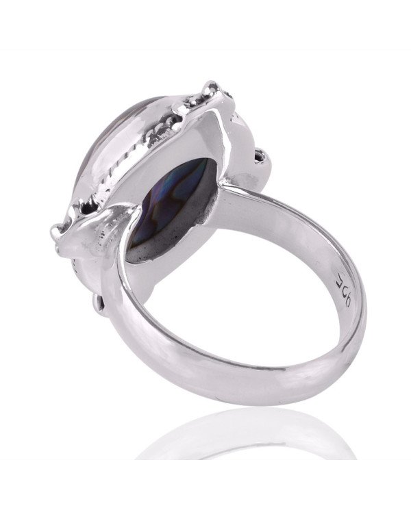 Abalone Shell Gemstone 925 Sterling Silver Ring