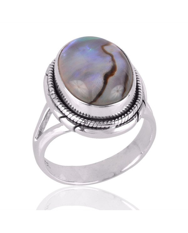 Abalone Shell Gemstone 925 Sterling Silver Ring