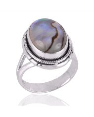 Abalone Shell Gemstone 925 Sterling Silver Ring