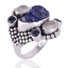 Iolite Rainbow Moonstone and Tanzanite Rough Gemstone Ring