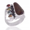 Ammolite Citrine Garnet Peridot and Swiss Blue Topaz Gemstone Ring