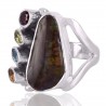 Ammolite Citrine Garnet Peridot and Swiss Blue Topaz Gemstone Ring