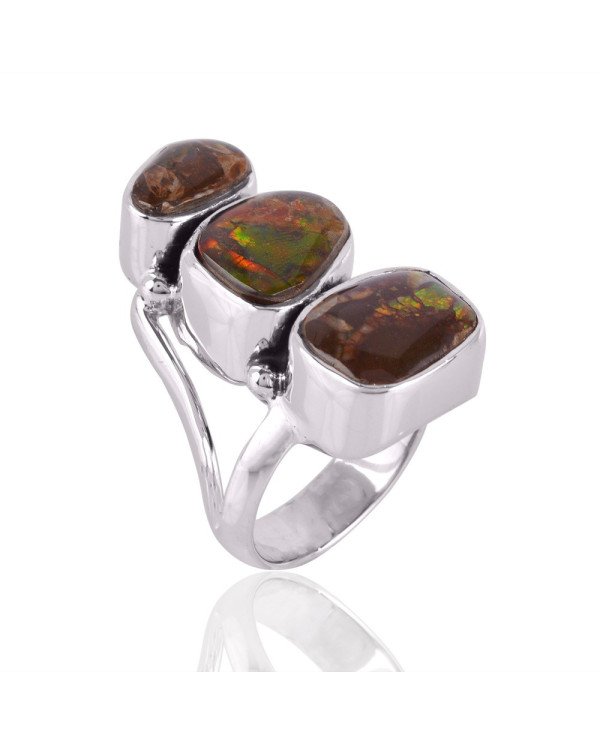 Ammolite Gemstone 925 Sterling Silver Ring