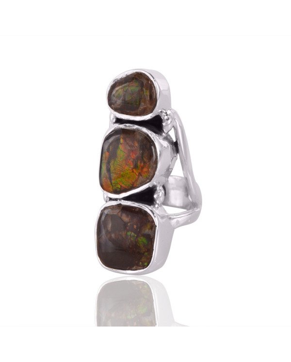 Ammolite Gemstone 925 Sterling Silver Ring