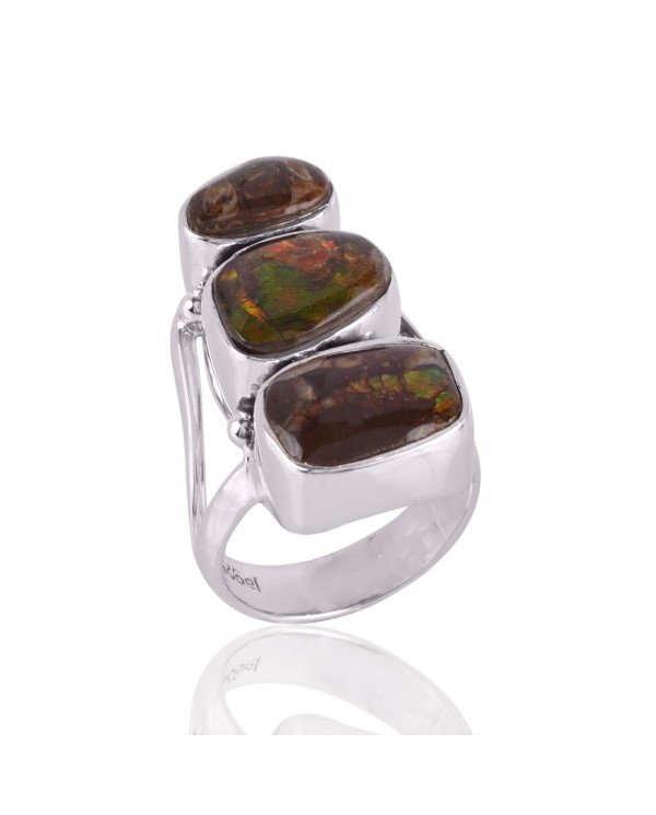 Ammolite Gemstone 925 Sterling Silver Ring