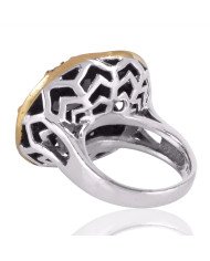 Pink Cubic Zirconia Smoky Quartz and White Cubic Zirconia Gemstone Ring