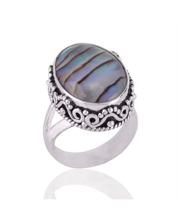 Abalone Shell Gemstone 925 Sterling Silver Ring