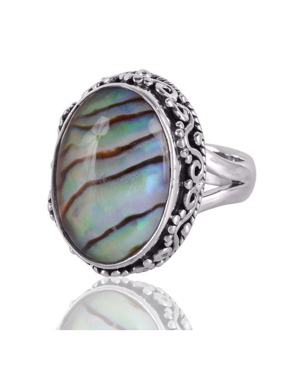 Abalone Shell Gemstone 925 Sterling Silver Ring
