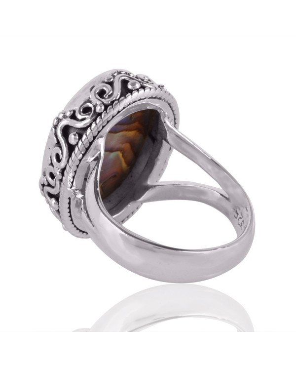 Abalone Shell Gemstone 925 Sterling Silver Ring