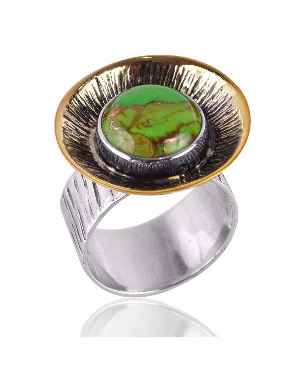 Two Tone unique Designer Sterling Silver And Brass Metal Ring