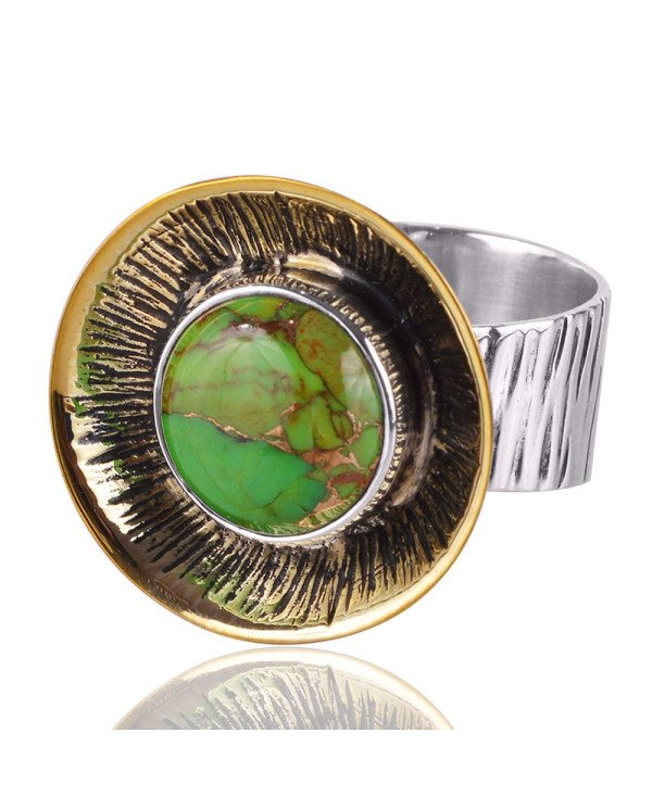 Two Tone unique Designer Sterling Silver And Brass Metal Ring