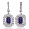 Iolite & White Cubic Zirconia Gemstone 925 Sterling Silver Earring