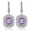 Amethyst, White Cubic Zirconia Gemstone Silver Plated Earring.