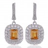 Citrine & White Cubic Zirconia Gemstone 925 Sterling Silver Earring