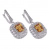 Citrine & White Cubic Zirconia Gemstone 925 Sterling Silver Earring