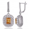 Citrine & White Cubic Zirconia Gemstone 925 Sterling Silver Earring
