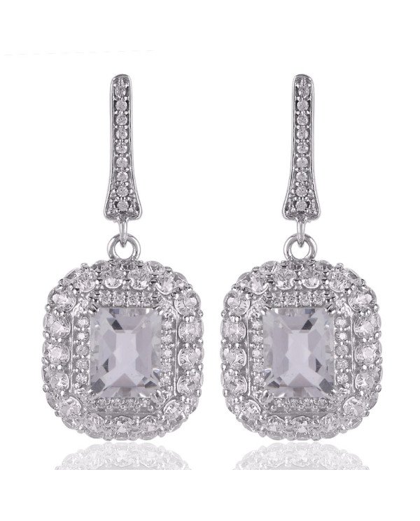 Crystal & White Cubic Zirconia Gemstone 925 Sterling Silver Earring