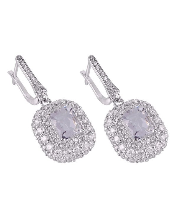 Crystal & White Cubic Zirconia Gemstone 925 Sterling Silver Earring