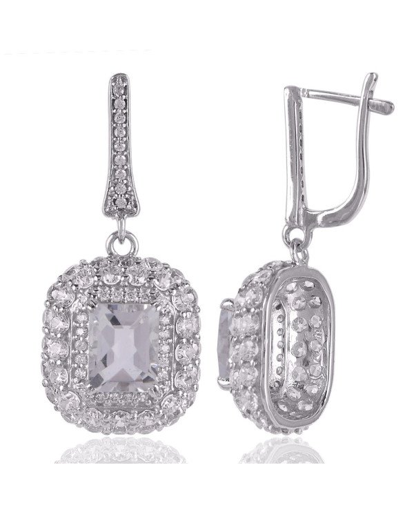 Crystal & White Cubic Zirconia Gemstone 925 Sterling Silver Earring