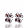 Garnet & White Cubic Zirconia Gemstone 925 Sterling Silver Earring
