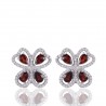 Garnet & White Cubic Zirconia Gemstone 925 Sterling Silver Earring