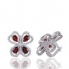 Garnet & White Cubic Zirconia Gemstone 925 Sterling Silver Earring
