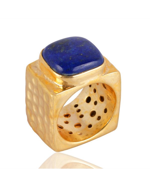 Bronze Metal Stunning Design Lapis Lazuli Ring For Men
