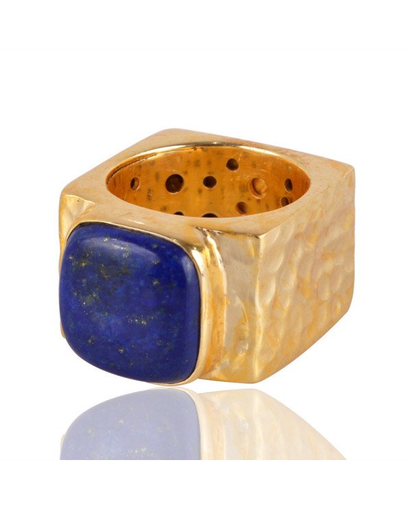 Bronze Metal Stunning Design Lapis Lazuli Ring For Men