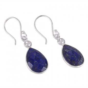 Lapis & Pearl Gemstone 925 Sterling Silver Earring