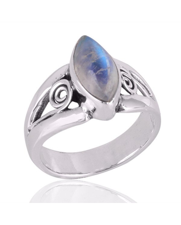 Rainbow moonstone Gemstone 925 Sterling Silver Ring