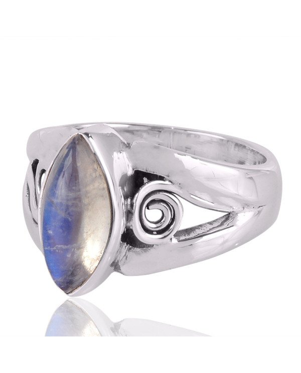 Rainbow moonstone Gemstone 925 Sterling Silver Ring