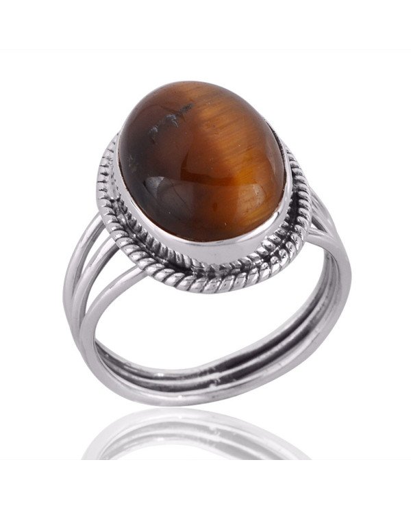 Tiger Eye Gemstone 925 Sterling Silver Ring