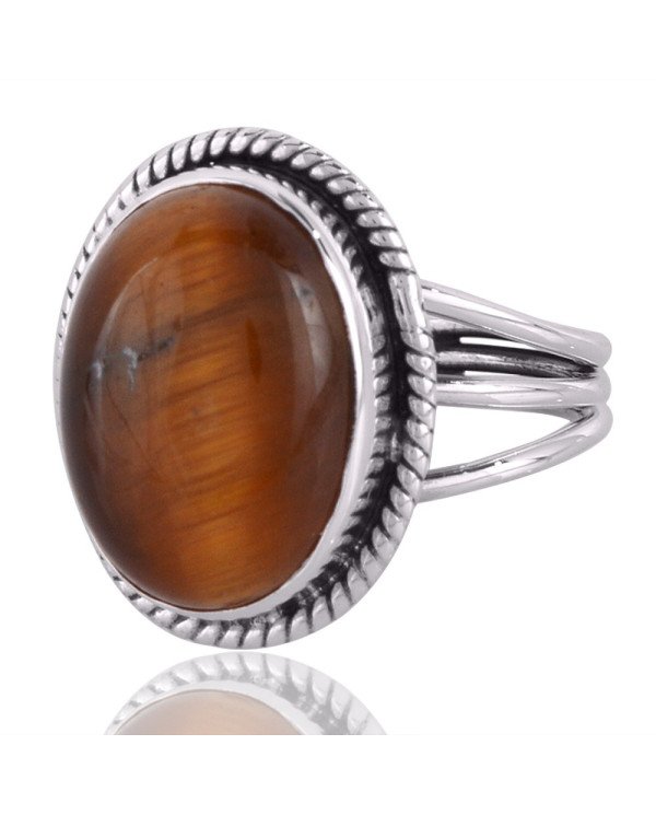 Tiger Eye Gemstone 925 Sterling Silver Ring