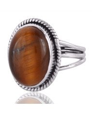 Tiger Eye Gemstone 925 Sterling Silver Ring