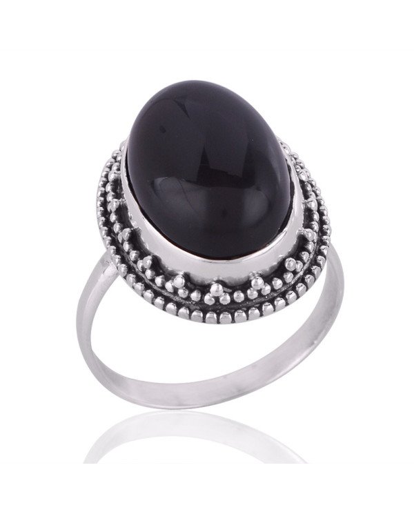 Black Onyx Gemstone 925 Sterling Silver Ring