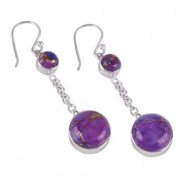 Handmade design purple copper Turquoise Dangle Earring from Jewels Artisan