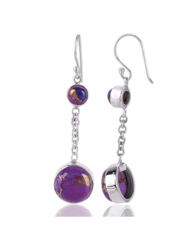 Handmade design purple copper Turquoise Dangle Earring from Jewels Artisan