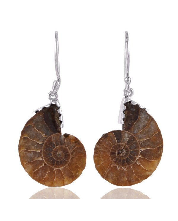handmade design Fossile Gemstone Ammonite Earring