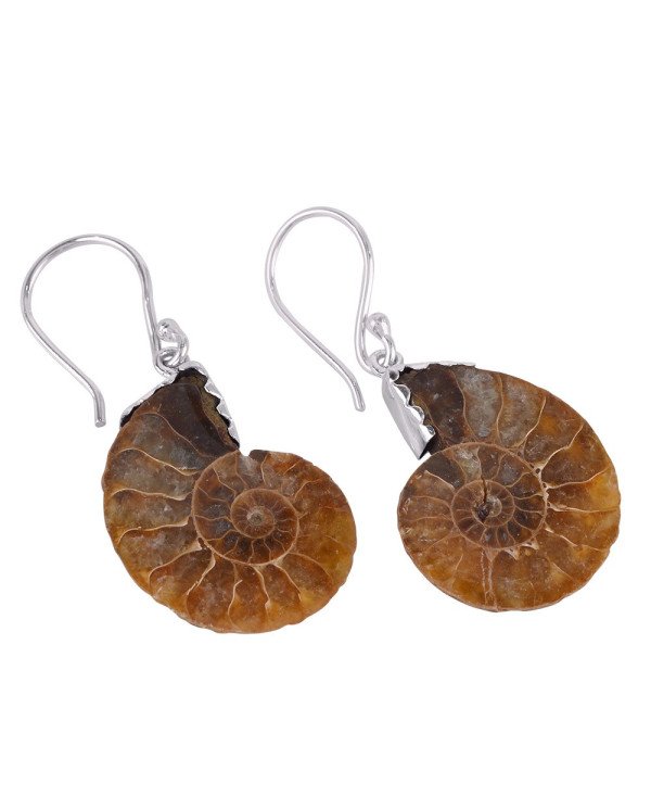 handmade design Fossile Gemstone Ammonite Earring