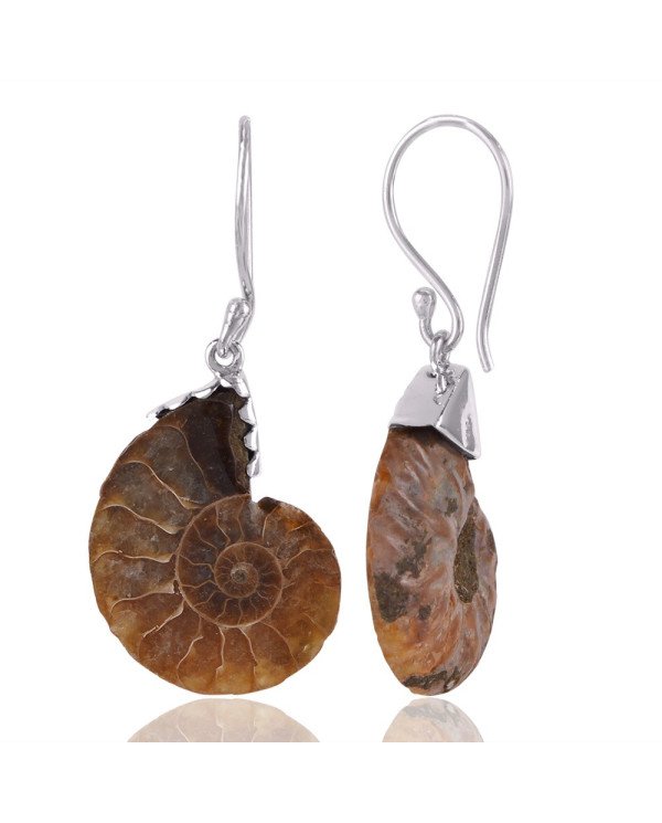 handmade design Fossile Gemstone Ammonite Earring