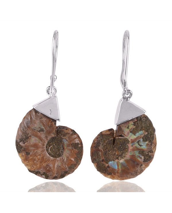 handmade design Fossile Gemstone Ammonite Earring