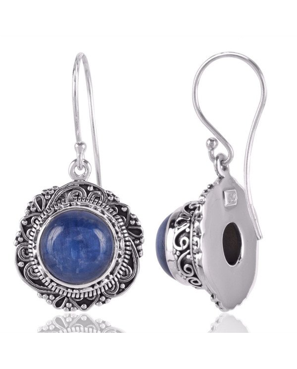 Natural Kyanite Round Gemstone Handmade Dangle Drop Earring
