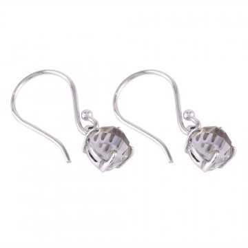 Handmade Earring Crystal 7 mm Gemstone Earring 925 Sterling Silver Jewelry