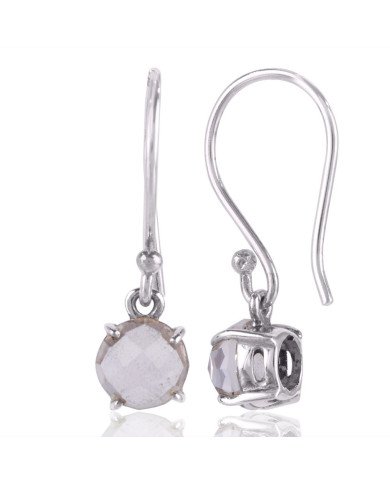Handmade Earring Crystal 7 mm Gemstone Earring 925 Sterling Silver Jewelry
